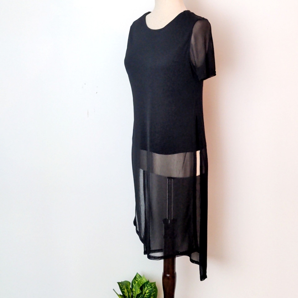 Mesh High Low Short Sleeve Tee Dress L (S & M)